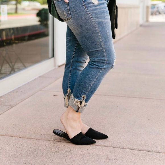 FINAL SALE❗️Suede In The Shade Black Flat Mules - Picture 2 of 8